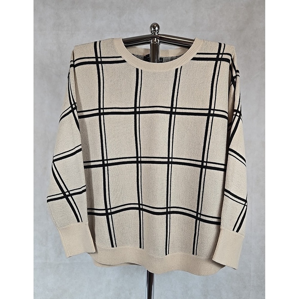 Design History Knit Sweater Womens Size‎ 1X Long Sleeve Biege Black